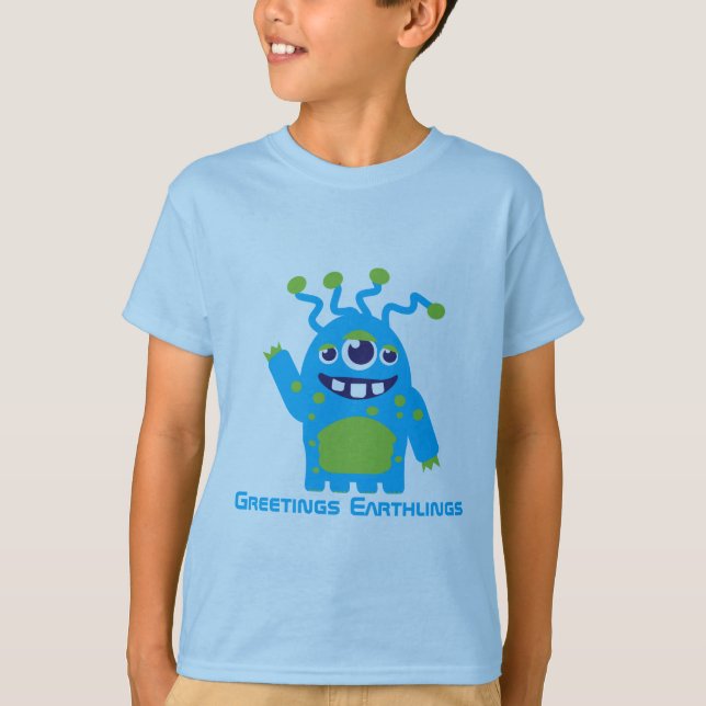 Blauer und grüner KinderT - Shirt des niedlichen (Vorderseite)