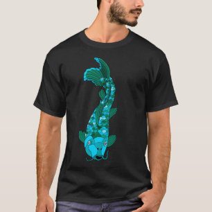 Blauer und grüner Koi-Fisch T-Shirt
