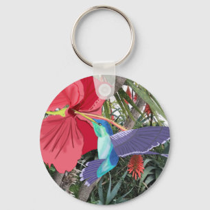Blauer und grüner Kolibri Schlüsselanhänger