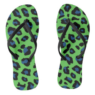 Blauer und grüner Leopard Flip Flops