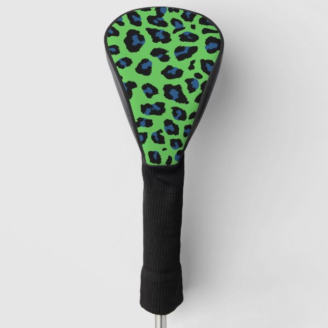 Blauer und grüner Leopard Golf Headcover (Vorderseite)