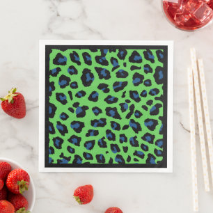 Blauer und grüner Leopard Serviette