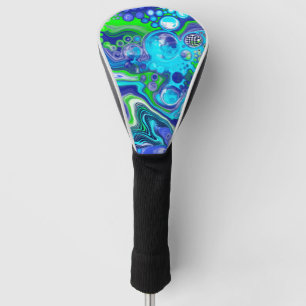 Blauer und grüner Marmor Pour Painting Effect Golf Headcover