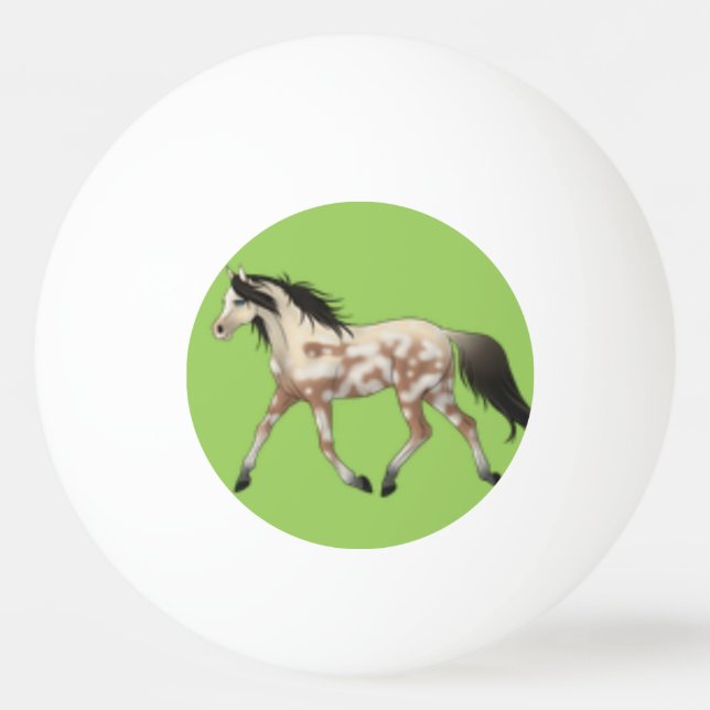 Blauer und grüner Pony Pong Ball Tischtennisball (Rückseite)