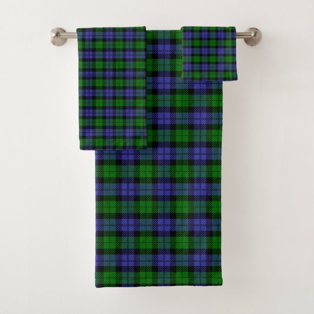 Blauer und grüner Schottischer Tartan Badhandtuch Set (Insitu)