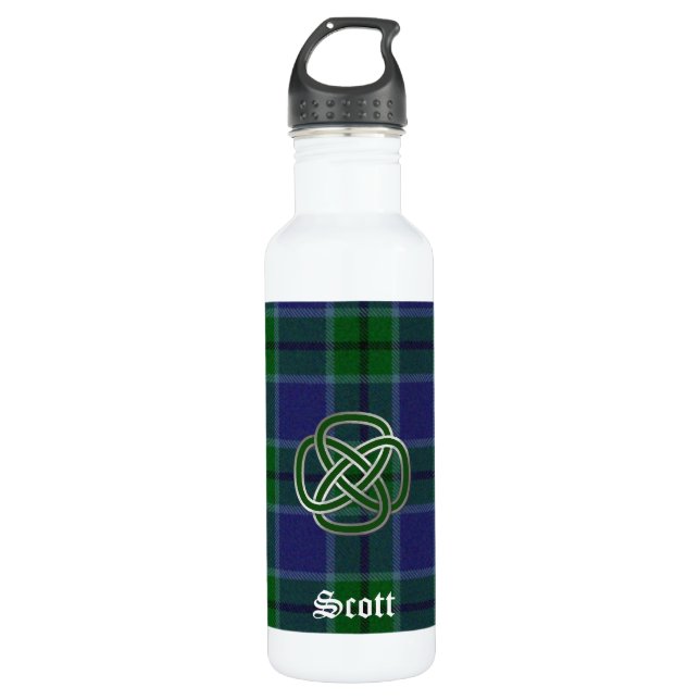 Blauer und grüner ScottTartan kariert Trinkflasche (Vorderseite)