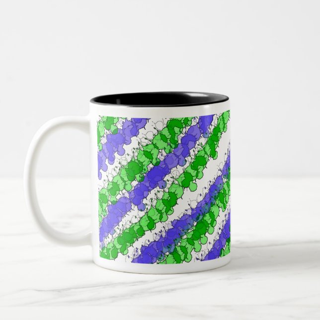 Blauer und grüner Spritzer erschüttert Zweifarbige Tasse (Links)