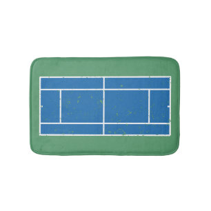 Blauer und grüner Tennisplatz gestört Badematte