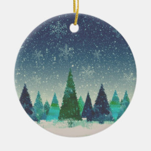 Blauer und grüner Weihnachtsbaum Keramik Ornament
