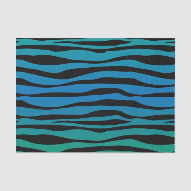 Blauer und grüner Zebra-Tierdruck Seidenpapier (Vorderseite)