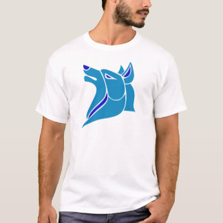 Blauer und hellblauer fester Wolf-Kopf T-Shirt