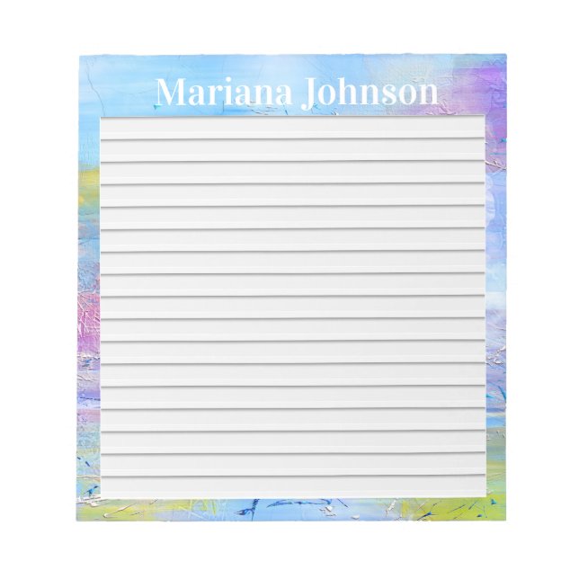 blauer und lila abstrakter Hintergrund mit Linien Notizblock (Vorderseite)