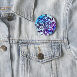 Blauer und Lila Abstrakter Mandala Button