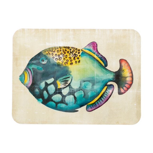 Blauer und Lila Aquarienfisch Magnet (Horizontal)