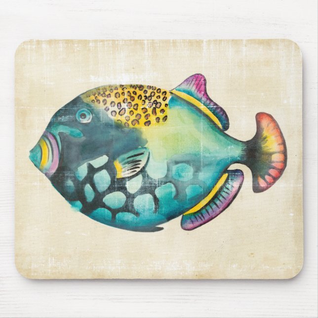 Blauer und Lila Aquarienfisch Mousepad (Vorne)