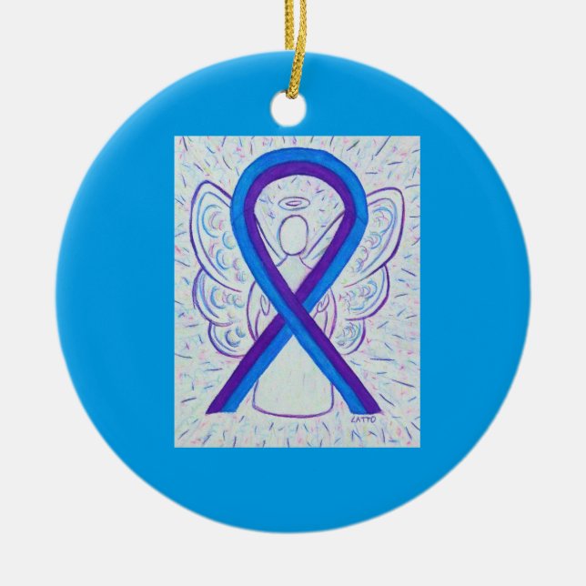 Blauer und Lila Biergarten Keramikornament (Vorne)