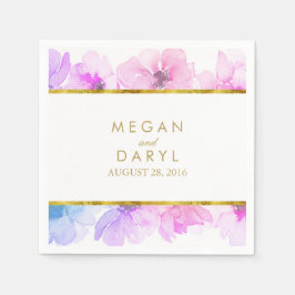 Blauer und Lila Blütengoldrahmen Serviette