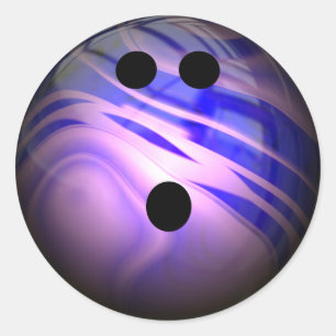 Blauer und Lila Bowling Ball Runder Aufkleber