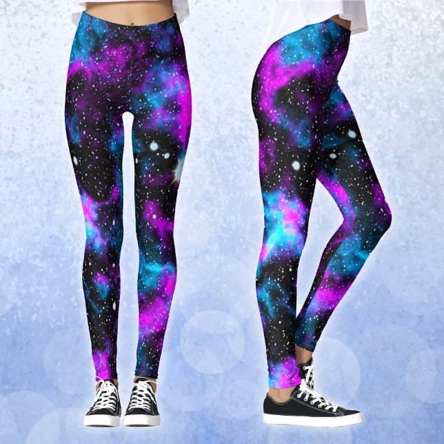 Blauer und Lila Galaxie Neon Yoga Leggings (Von Creator hochgeladen)