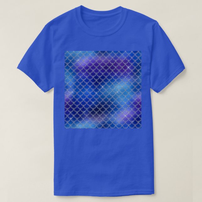 Blauer und Lila Iridescent Silver Mermaid Dragon S T-Shirt (Design vorne)