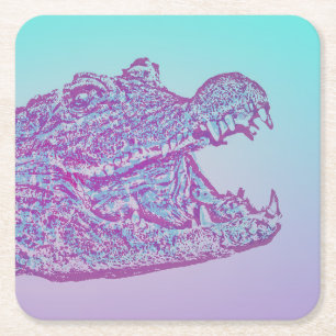 Blauer und Lila Krokodil Rechteckiger Pappuntersetzer