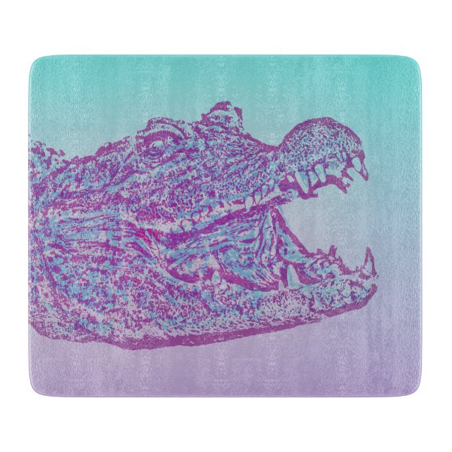 Blauer und Lila Krokodil Schneidebrett (Vorderseite)