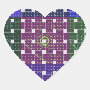 Blauer und Lila Kunstdruck Herz-Aufkleber