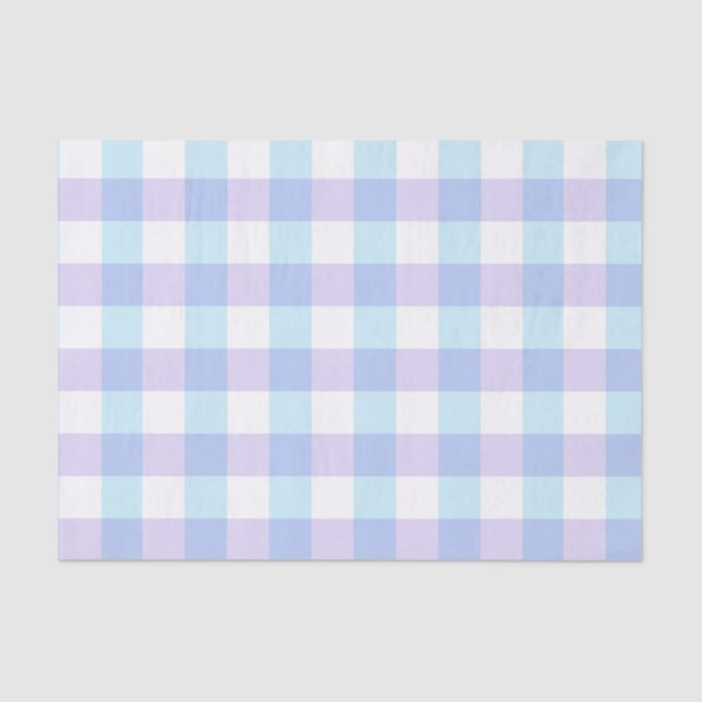 Blauer und lila Pastellgingham Seidenpapier (Vorderseite)