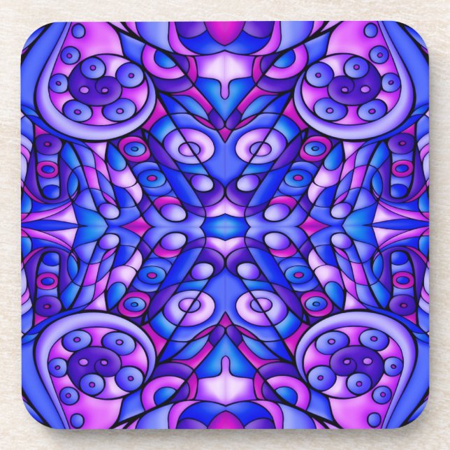 Blauer und lila psychedelischer Wirbel Getränkeuntersetzer (Vorderseite)