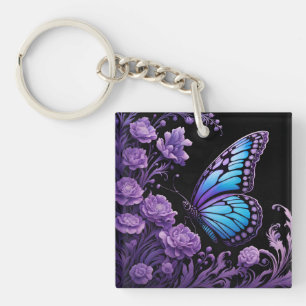 Blauer und Lila Schmetterling Schlüsselanhänger