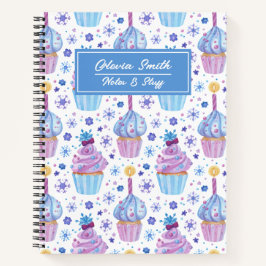 Blauer und Lila Schnee und Cup Cake Notizbuch