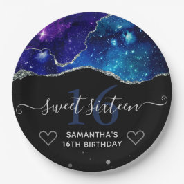 Blauer und Lila Silber Glitzer Galaxy Agate Sweet  Pappteller