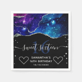 Blauer und Lila Silber Glitzer Galaxy Agate Sweet  Serviette