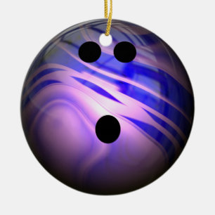 Blauer und lila Strudel-Bowlings-Ball Keramikornament
