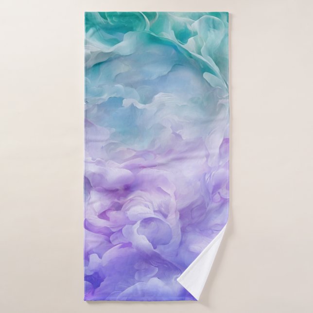 Blauer und lila Wolkenwirbel Badehandtuch (Badehandtuch)