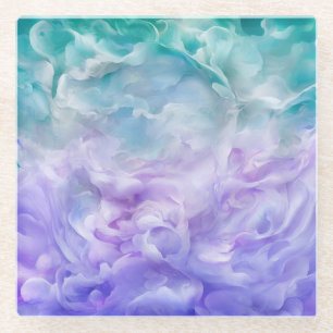 Blauer und lila Wolkenwirbel Glasuntersetzer