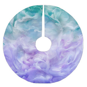 Blauer und lila Wolkenwirbel Polyester Weihnachtsbaumdecke