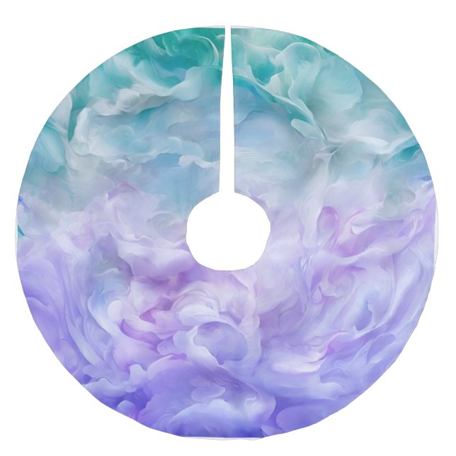 Blauer und lila Wolkenwirbel Polyester Weihnachtsbaumdecke (Vorderseite)