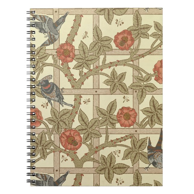 Blauer und orange Gittertapetenentwurf, 1864 Notizblock (Vorderseite)