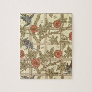 Blauer und orange Gittertapetenentwurf, 1864 Puzzle