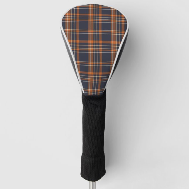 Blauer und orange Tartan kariert Golf Headcover (Vorderseite)