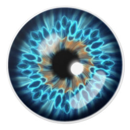 Blauer und orangefarbener Iris Keramikknauf