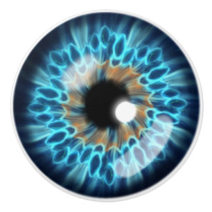 Blauer und orangefarbener Iris Keramikknauf
