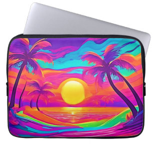 Blauer und orangefarbener Sonnenuntergang Laptopschutzhülle
