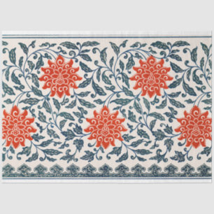 Blauer und orangefarbenes Dekustgewebe Seidenpapier