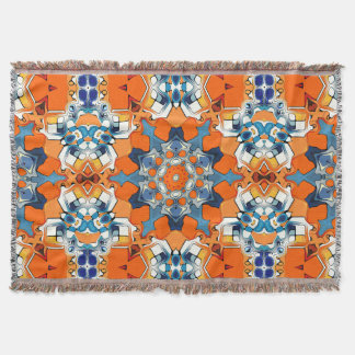 Blauer und Orangen Abstrakt Decke