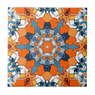 Blauer und Orangen Abstrakt Fliese