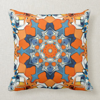 Blauer und Orangen Abstrakt Kissen