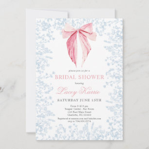 Blauer und rosa Bogen Bridal Einladung zur Dusche