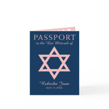 Blauer und rosa Davidsstern Schläger Mitzvah Pass